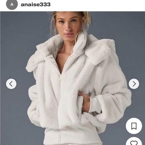 ALO Yoga White Teddy Jacket Plush High Collar